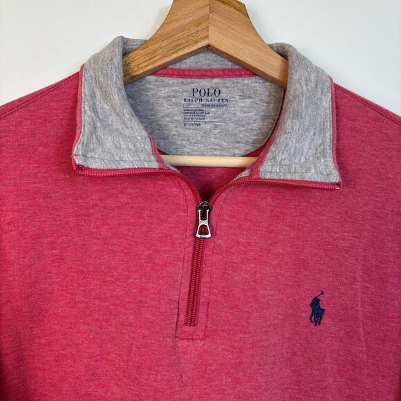 Polo Ralph Lauren Performance Quarter Zip Sweatshirt Size Medium Red Preppy - Picture 4 of 11
